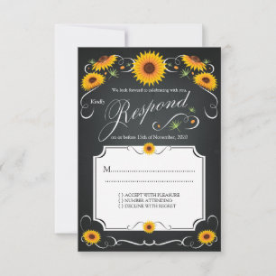 Sonnenblumen Blumenkohl-Halbpension UAWG Hochzeit RSVP Karte