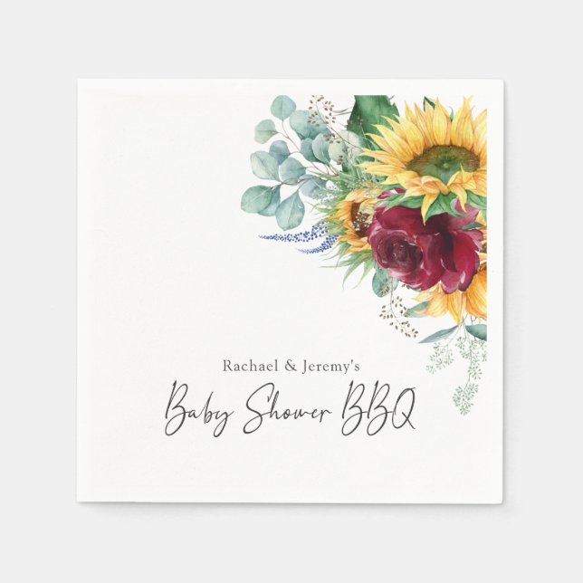 Sonnenblumen Blumenstrauß GRILLEN Babydusche Serviette (Vorderseite)