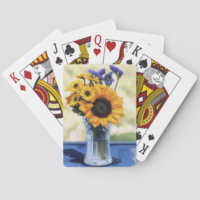 Sonnenblumen Blumenstrauß Spielkarten (Rückseite)