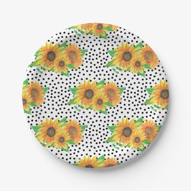 Sonnenblumen Blumenwall Decks Pappteller (Vorderseite)