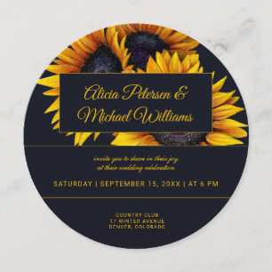 Sonnenblumen Blüte   Moderne Hochzeiten von Gold u Einladung