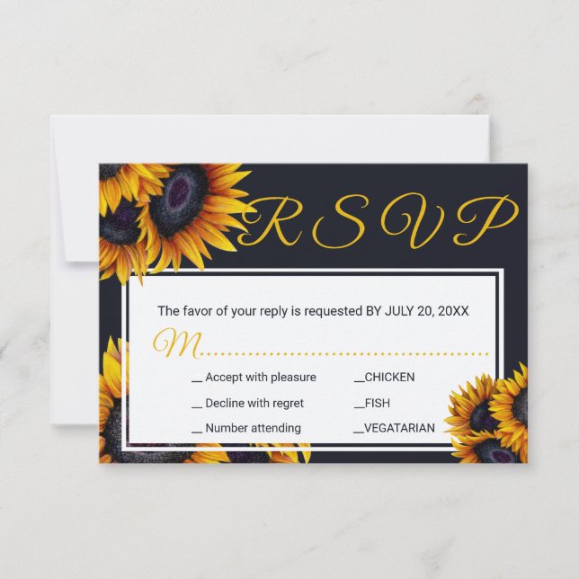 Sonnenblumen Blüte | Sommerhochzeiten RSVP Karte (Vorderseite)