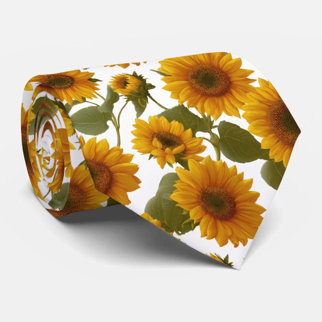 Sonnenblumen-Blüten-Blumenmuster Krawatte (Gerollt)