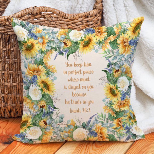 Sonnenblumen Blütenblume Verse Behalt Perfekter Fr Kissen (Sunflower Christian Bible verse pillow)