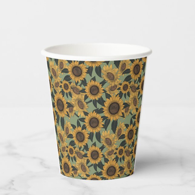 Sonnenblumen Blütendusche Kinderduschen Pappbecher (Vorderseite)