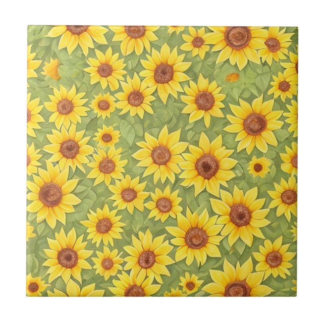 Sonnenblumen-Blütenmuster Fliese (Vorderseite)