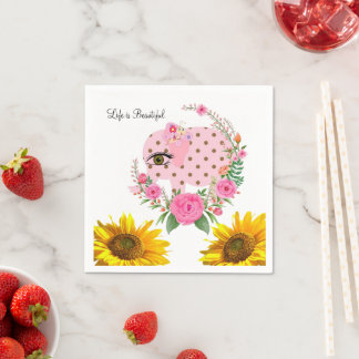 Sonnenblumen Blütenrosa Elefantenpapier Napkins Serviette