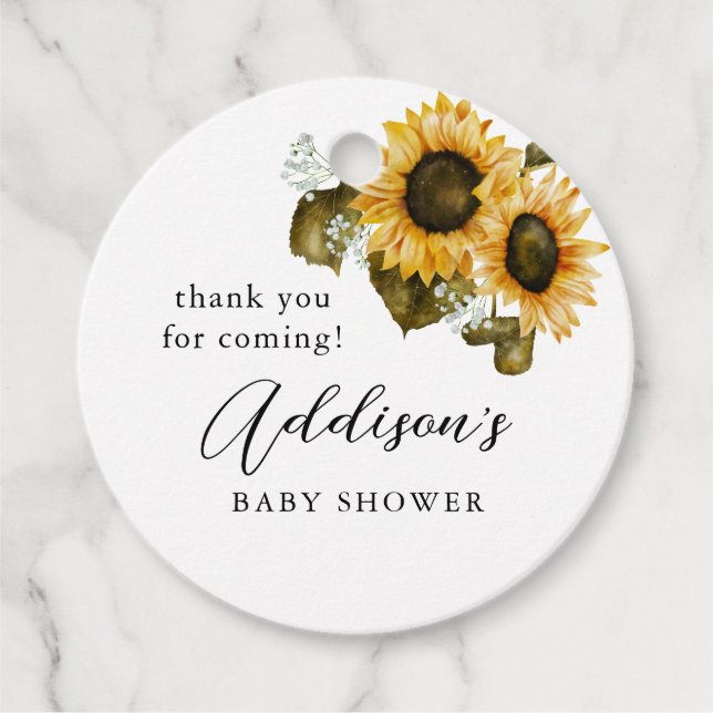 Sonnenblumen Boho Baby Dusche Geschenkanhänger (Vorderseite)