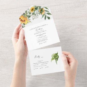Sonnenblumen Botanische Brauteltern Hochzeit All In One Einladung