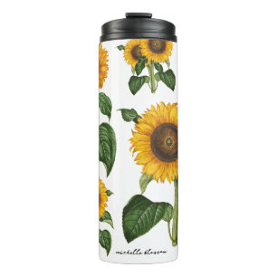 Sonnenblumen Botanisches Blattwerk Thermosbecher