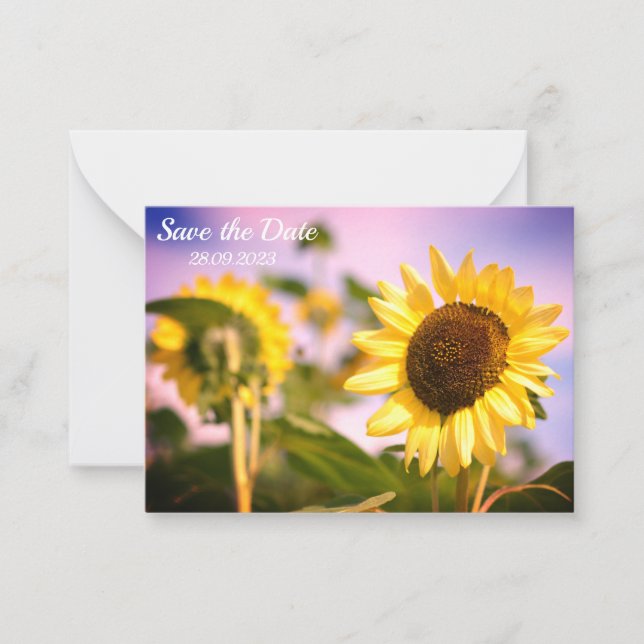 Sonnenblumen Botanisches Foto Save the Date Geburt Mitteilungskarte (Vorderseite)