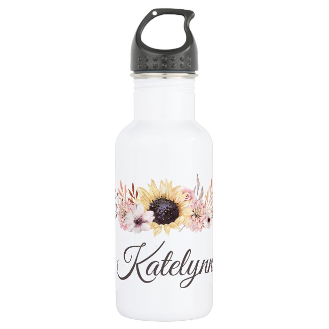 Sonnenblumen Bouquet Personalisierte Wasserflasche (Vorderseite)