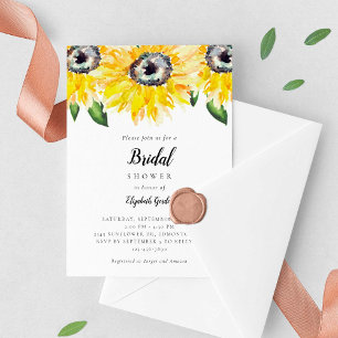 Sonnenblumen Brautparty Elegantes Script Wasserfar Einladung