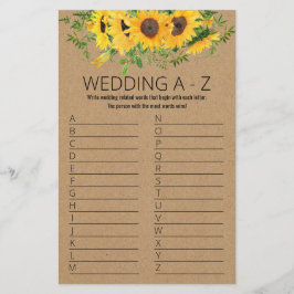 Sonnenblumen Brautparty Game A to Z Card Flyer