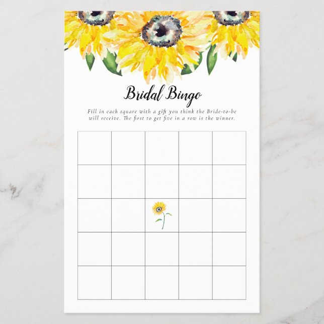 Sonnenblumen Brautparty Game Bingo Bloral Flyer (Vorne)