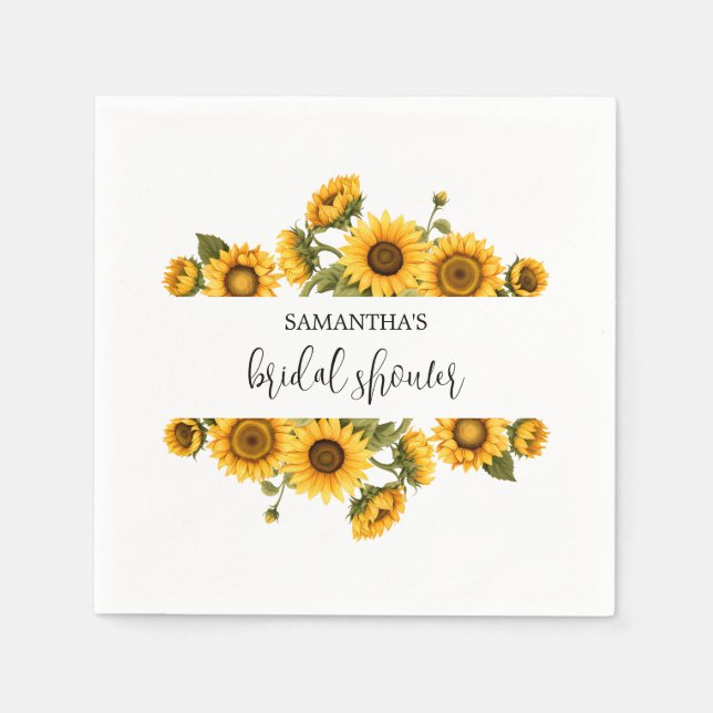 Sonnenblumen Brautparty hell Serviette (Vorderseite)