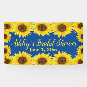 Sonnenblumen Brautparty Hintergrund Blau Florales Banner