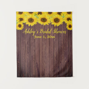 Sonnenblumen Brautparty Hintergrund Holz Foto Stan Wandteppich