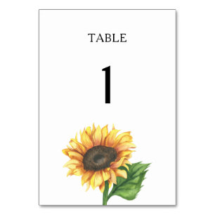 Sonnenblumen Brautparty Hochzeit Tischnummer