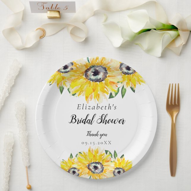 Sonnenblumen Brautparty Script Moderner Blumenchic Pappteller (Hochzeit)