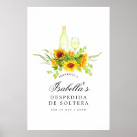 Sonnenblumen Brautparty Weinverkostung Willkommen