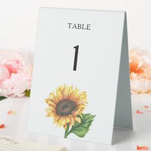 Sonnenblumen-Brautstrauß Hochzeit Tischnummer Tischaufsteller