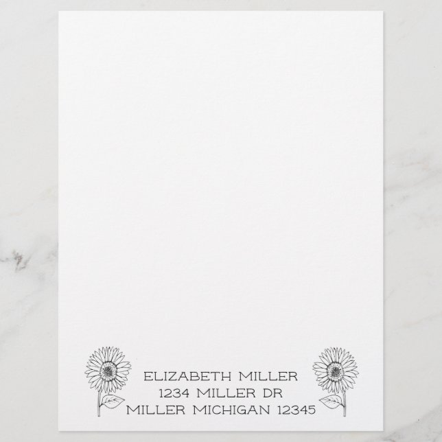 Sonnenblumen Briefbogen (Vorderseite)