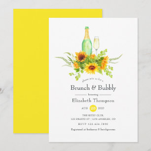 Sonnenblumen Brunch und Bubbly Brautparty Einladung