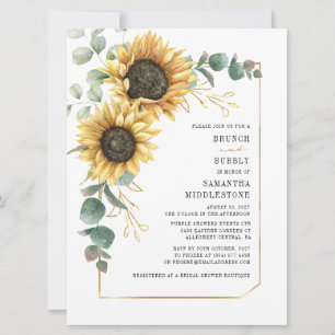 Sonnenblumen-Brunch und Sprudel-Brautabschied Einladung