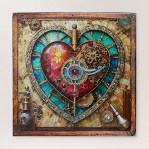 Sonnenblumen-Buntglas-Herz Steampunk-Serie