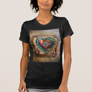 Sonnenblumen-Buntglas-Herz Steampunk-Serie T-Shirt