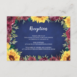 Sonnenblumen Burgund Rose Border Navy Blauer Empfa Begleitkarte