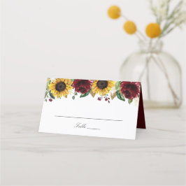 Sonnenblumen Burgund Rote Blume Hochzeit Platzkart Platzkarte