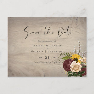 Sonnenblumen Burgundy Marsala billig Budget Hochze Postkarte