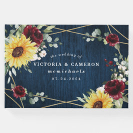 Sonnenblumen Burgundy Rose Geometrische Hochzeit d Gästebuch