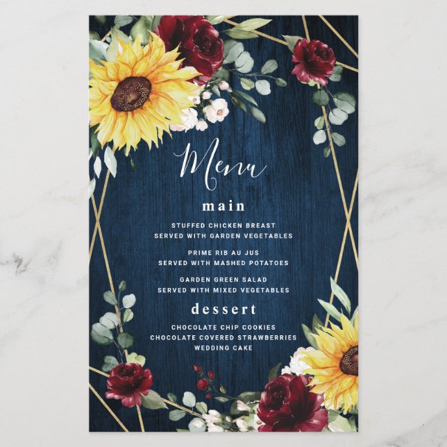 Sonnenblumen Burgundy Rose Hochzeitskarten (Vorderseite)