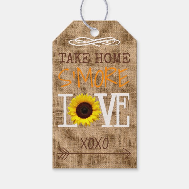 Sonnenblumen Burlap-Herbstfarben nehmen Zuhause S' Geschenkanhänger (Vorderseite)