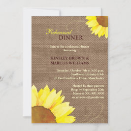 Sonnenblumen Burlap Hochzeit Probe Dinner Einladung