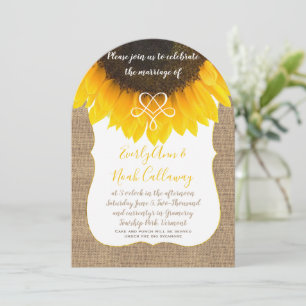 Sonnenblumen-Burlap-Typografie Einladung Hochzeit