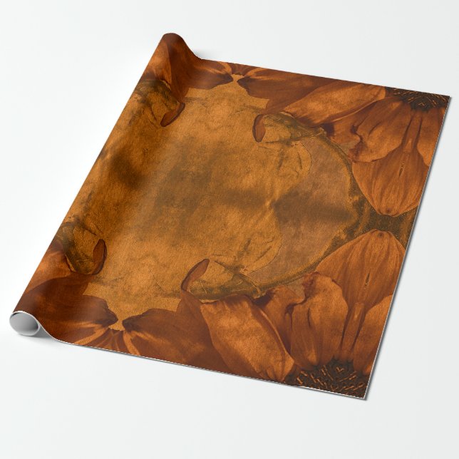 Sonnenblumen Burnt Orange Herbst Vintage Blüte Geschenkpapier (Ungerollt)
