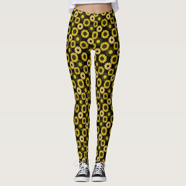 Sonnenblumen bx4 Black BG Leggings (Vorderseite)
