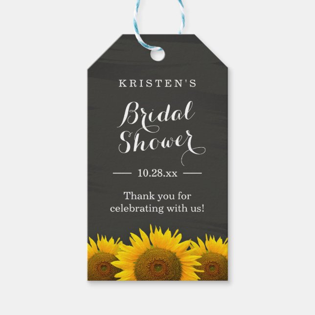 Sonnenblumen Chalkboard Brautparty Vielen Dank Geschenkanhänger (Vorderseite)