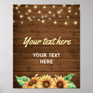Sonnenblumen Chic Hochzeit Brautparty Baby Geburts Poster
