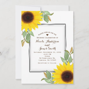 Sonnenblumen Chic White Brautparty Hochzeit Einladung