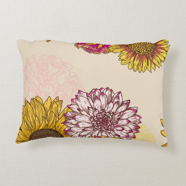 Sonnenblumen, Chrysanthemen, Blumensträuße Dekokissen (Rückseite)