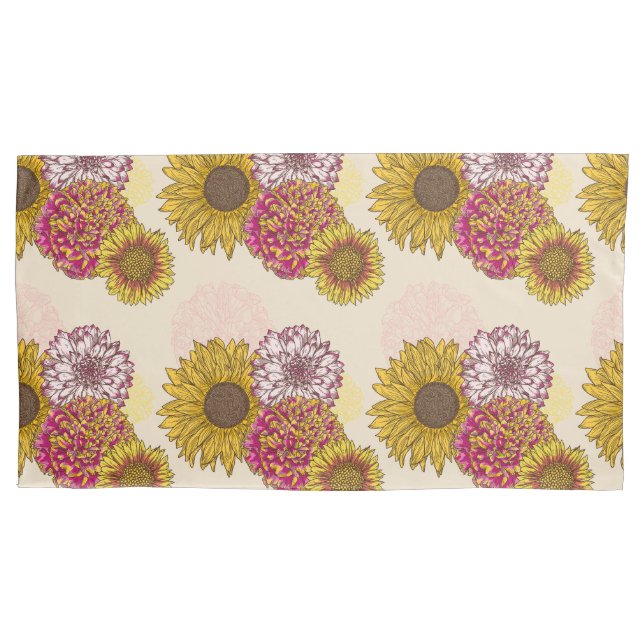 Sonnenblumen, Chrysanthemen, Blumensträuße Kissenbezug (Vorderseite)
