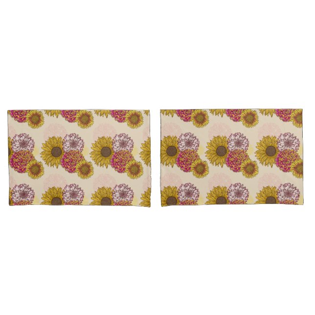 Sonnenblumen, Chrysanthemen, Blumensträuße Kissenbezug (Vorderseite-Set)