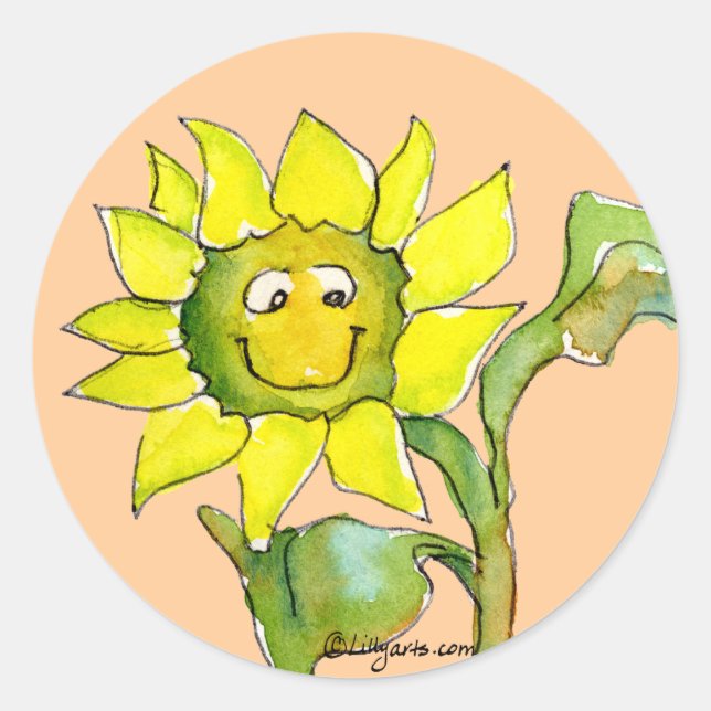 Sonnenblumen-Clipart-Aufkleber 8 Runder Aufkleber (Vorderseite)