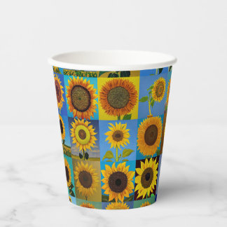 Sonnenblumen-Collage Pappbecher
