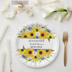 Sonnenblumen Cornflower Brautparty Pappteller